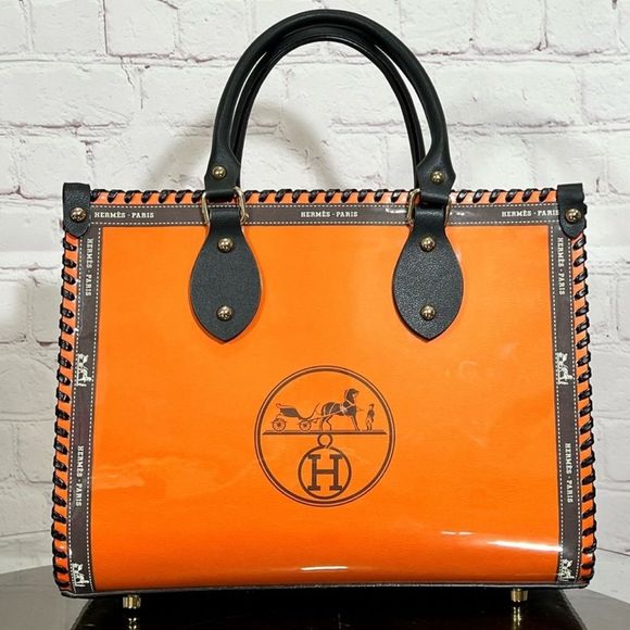 N/A Handbags - Hermes Gift Bag made into a Beautiful tote bag (by me) *NOT an Hermes Product